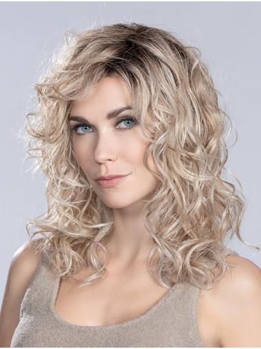 Blonde 14" Synthetic Curly Monofilament Ladies Wigs