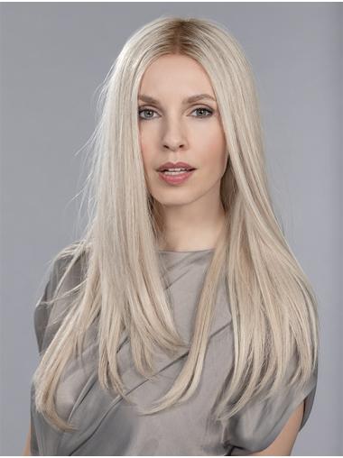 Blonde 18" Remy Human Hair Straight Monofilament Best Wigs