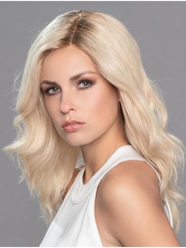 Long Monofilament Without Bangs Blonde Realistic Wigs