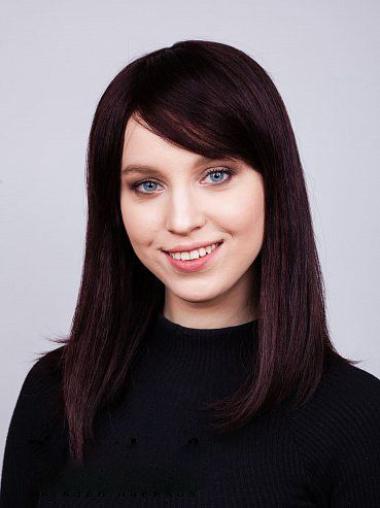 With Bangs Straight 14" Shoulder Length Lace Front Wigs For Female